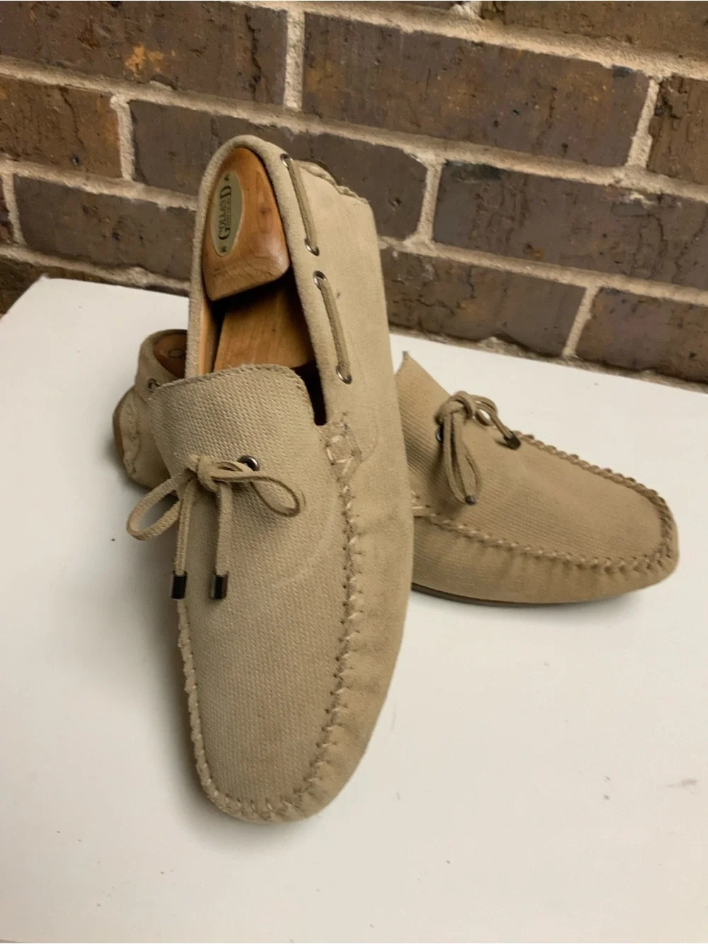 Zara Beige Suede Moccasin Loafer with Bow